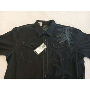 Elixir Button Down Shirt Mens Size XL Black Short Sleeve Casual NWT